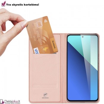 Dux Ducis Skin Pro dirbtinės odos dėklas - rausvas (Xiaomi Redmi Note 13 4G)